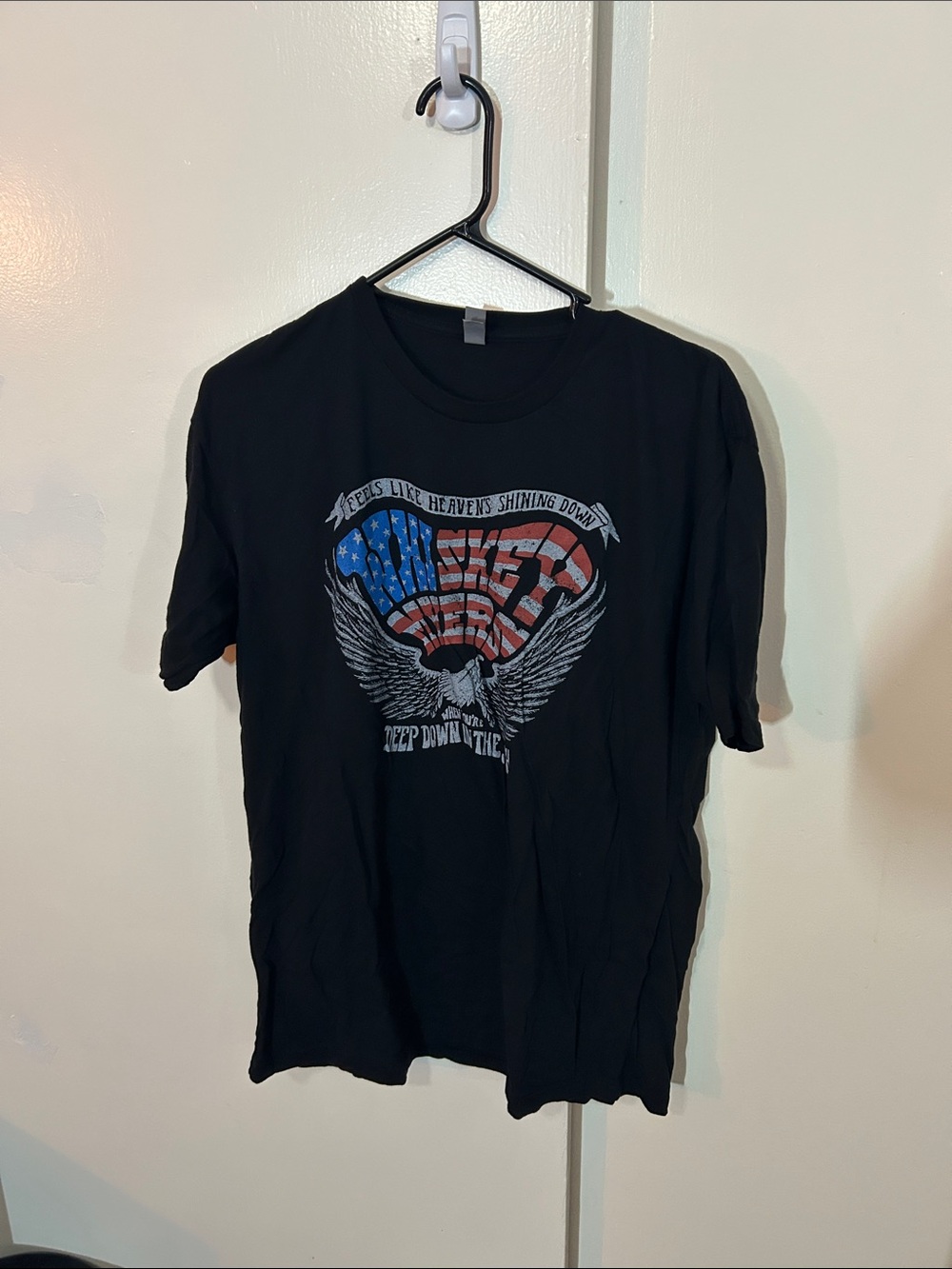 Next Level Apparel Black Short-Sleeve Tee with Eagle and Flag Heart Graphic